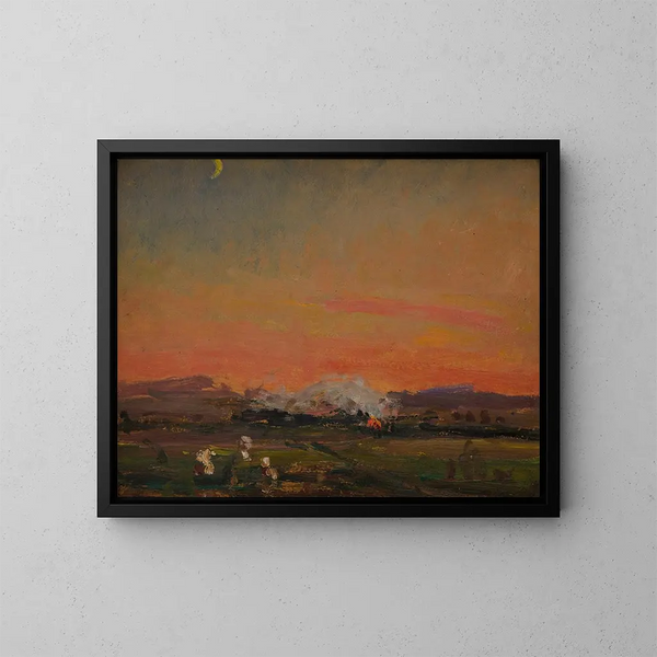 Dans le champ, coucher de soleil en Ukraine - Jan Stanisławski — kehystetty taideteos seinällä