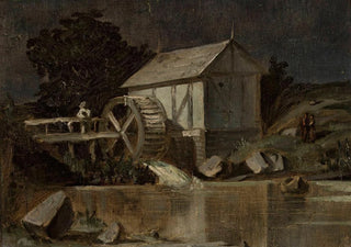 Jan Stanislawski - Mill at the river on a moonlit night.webp