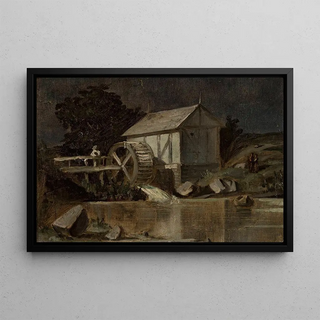 Jan Stanislawski - Mill at the river on a moonlit night.webp