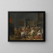 Taverna-tilan ihmisten juodessa ja musiikkia soittaen - Jan Steen — kehystetty taideteos seinällä