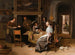 Elegantti yritys sisätiloissa, jossa hahmot pelaavat korttia pöydässä - Jan Steen — näkymä teoksesta