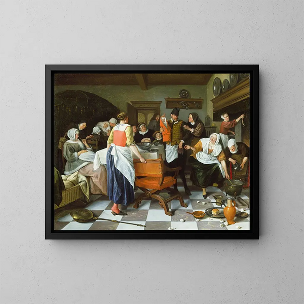 Juhla syntymästä - Jan Steen — kehystetty taideteos seinällä