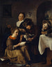 Lasten oppimassa lukemaan kissalle - Jan Steen — näkymä teoksesta