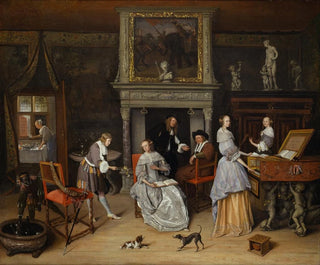 Fantastinen sisämaalaus Jan Steenistä ja Gerrit Schoutenin perheestä - Jan Steen — näkymä teoksesta