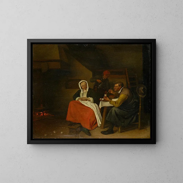 Fermier mangeant des œufs - Jan Steen — kehystetty taideteos seinällä