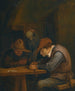 Maatalaiset juomassa ja leikkaamassa tupakkaa majatalossa - Jan Steen — näkymä teoksesta