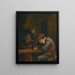 Maatalaiset juomassa ja leikkaamassa tupakkaa majatalossa - Jan Steen — kehystetty taideteos seinällä