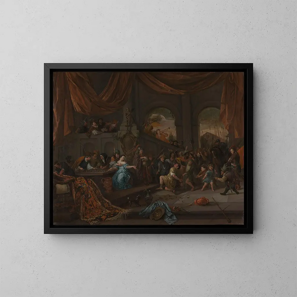 Samson loukkaantuneena filistealaisia kohtaan - Jan Steen — kehystetty taideteos seinällä