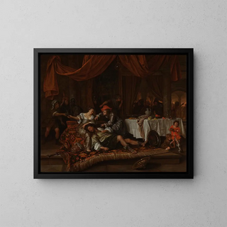 Samson ja Dalila - Jan Steen — kehystetty taideteos seinällä