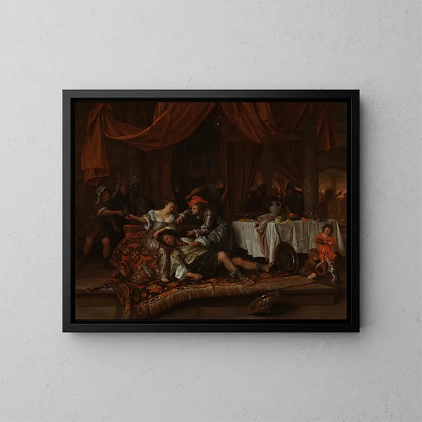 Samson ja Dalila - Jan Steen — kehystetty taideteos seinällä