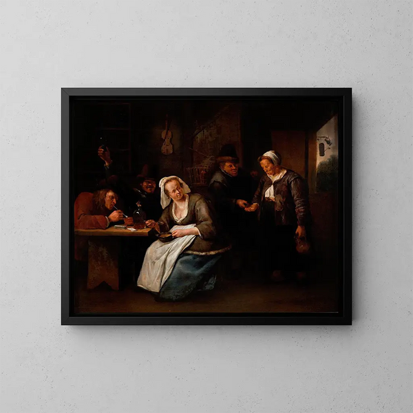 Taverna-tilanteesta - Jan Steen — kehystetty taideteos seinällä