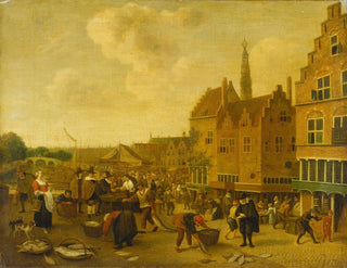 Le marché aux poissons à Leyde - Jan Steen — näkymä teoksesta