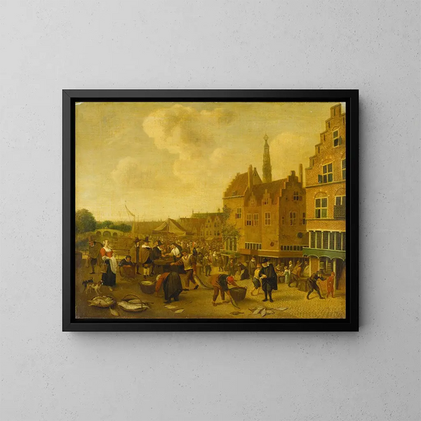 Le marché aux poissons à Leyde - Jan Steen — kehystetty taideteos seinällä