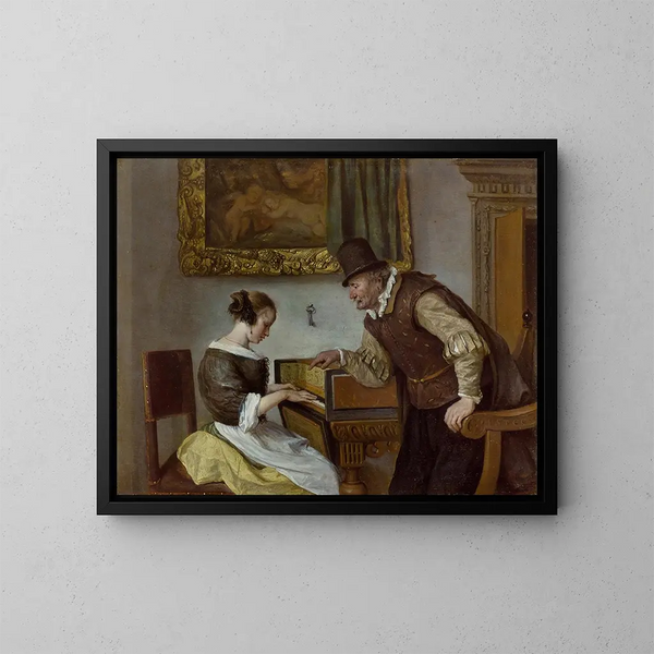 La leçon de clavecin - Jan Steen — kehystetty taideteos seinällä