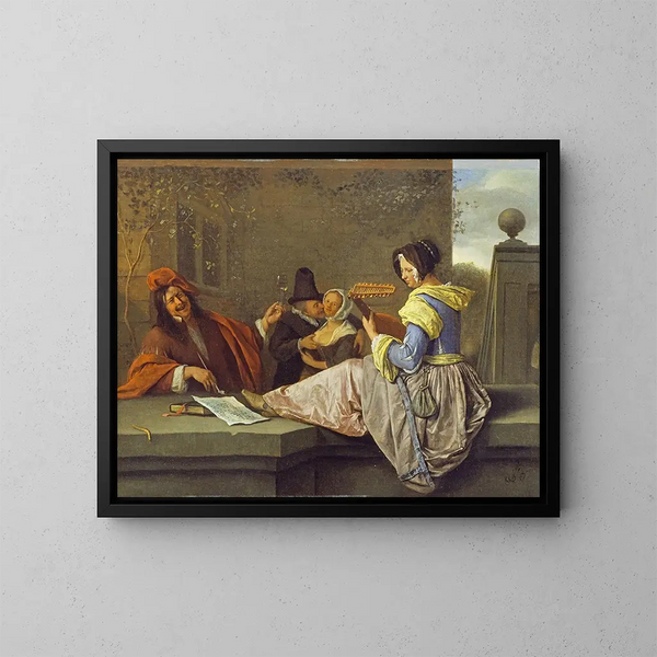 Le joueur de luth - Jan Steen — kehystetty taideteos seinällä