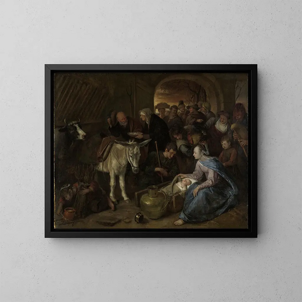 L'adoration des bergers - Jan Steen — kehystetty taideteos seinällä