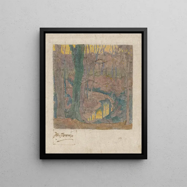 Hêtres nus le long d'un ruisseau 2 - Jan Toorop — kehystetty taideteos seinällä