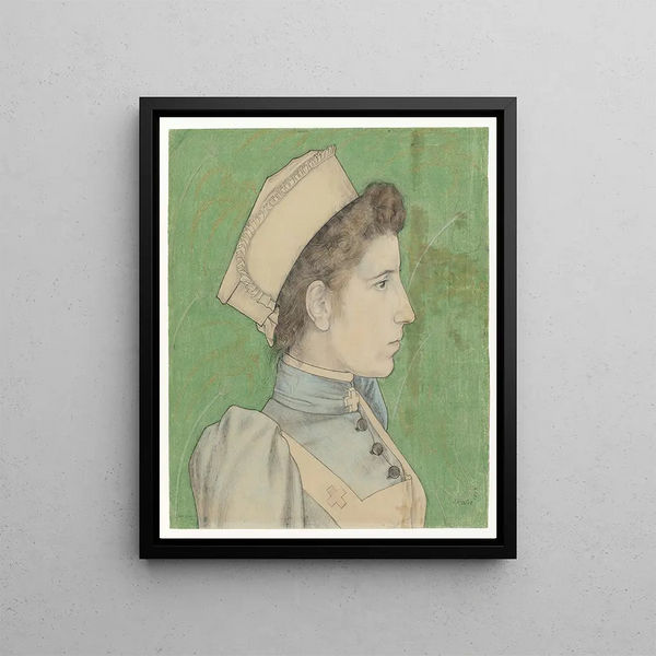 Nelly-hoitajan muotokuva - Jan Toorop — kehystetty taideteos seinällä
