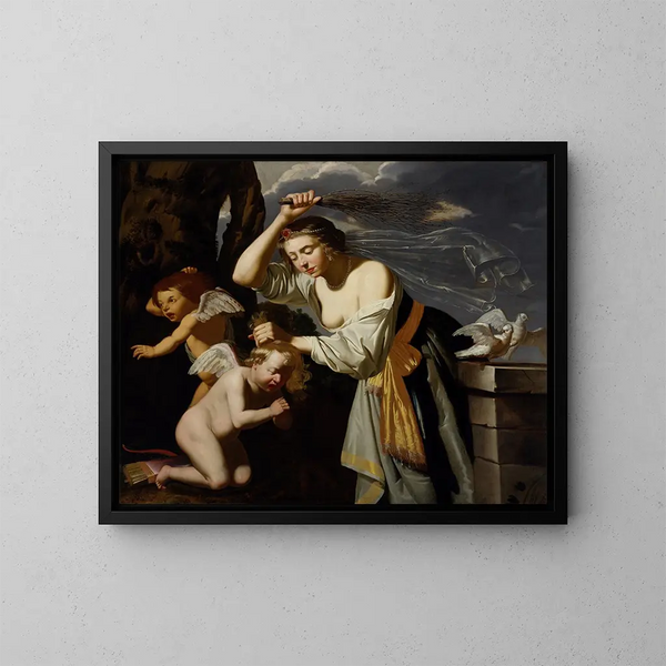 Venus rangaistamassa Cupidia - Jan van Bijlert — kehystetty taideteos seinällä