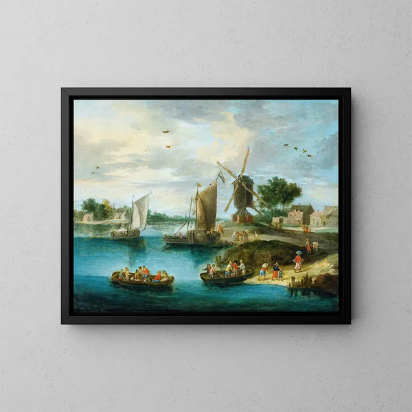 maisemasta myllyn kanssa - Jan van Kessel vanhempi — kehystetty taideteos seinällä
