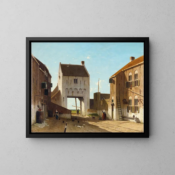 Une porte de ville à Leerdam - Jan Weissenbruch — kehystetty taideteos seinällä