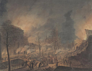 Lodewijk Napoléon vierailee runoja Rapenburgilla Leydessä tulipalon jälkeen laivassa 12. tammikuuta 1807 - Jan Willem Pieneman — näkymä teoksesta