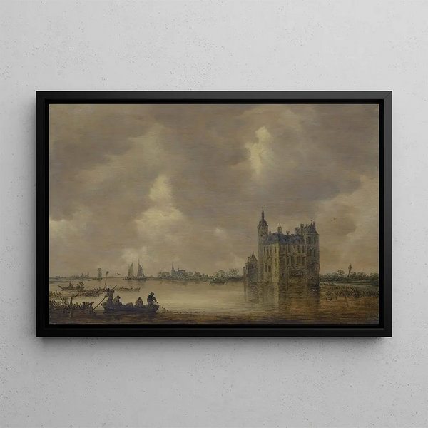Linna joen rannalla - Jan van Goyen — kehystetty taideteos seinällä