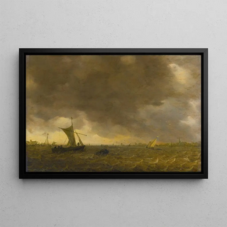 Jan van Goyen - An Estuary Scene With The Onset Of A Squall And Weyschuits Lowering Their Sails.webp