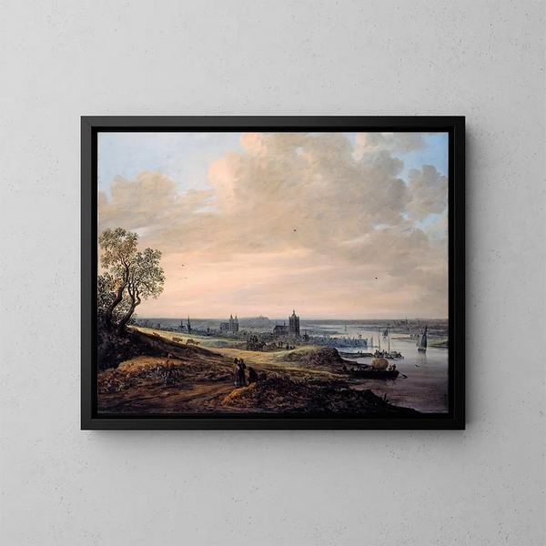 Panoraama maisemasta näkymällä Arnhemiin - Jan van Goyen — kehystetty taideteos seinällä