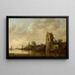 Jan van Goyen -joenranta vanhan tornin kanssa — kehystetty taideteos seinällä