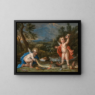 Jan van Kessel the Younger - Two putti with fish and seafood.webp