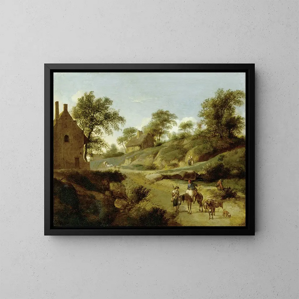 maaseudun tiellä - Jan van der Heyden — kehystetty taideteos seinällä