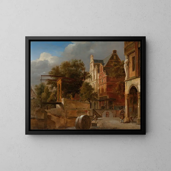 Le Pont-levis - Jan van der Heyden — kehystetty taideteos seinällä