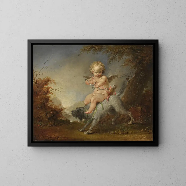 Cupid sur un chien - Januarius Zick — kehystetty taideteos seinällä