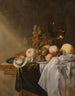 Un bol de pêches et de raisins avec un römer et un citron pelé - Jasper Geeraerts — näkymä teoksesta