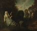 Maisema iltavalaistuksesta kutomalla - Jean-Antoine Watteau — näkymä teoksesta