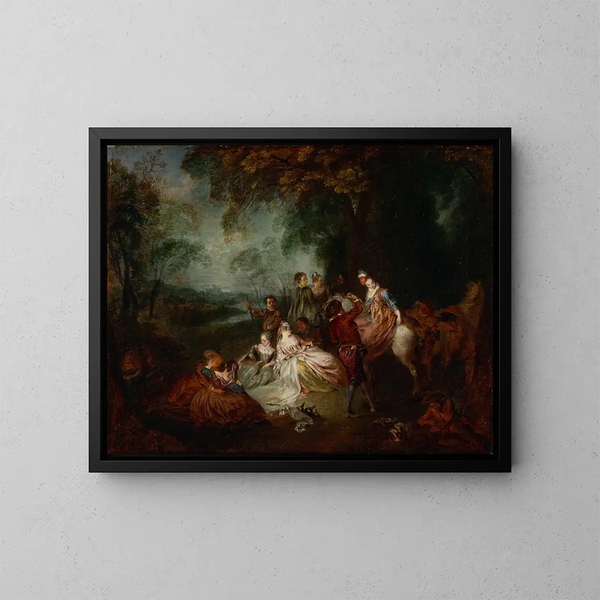 Juhlapäivä - Jean-Antoine Watteau — kehystetty taideteos seinällä
