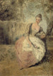 Huolestunut rakastajatar - Jean-Antoine Watteau — näkymä teoksesta