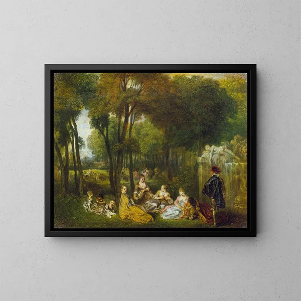 Les Champs-Élysées - Jean-Antoine Watteau — kehystetty taideteos seinällä
