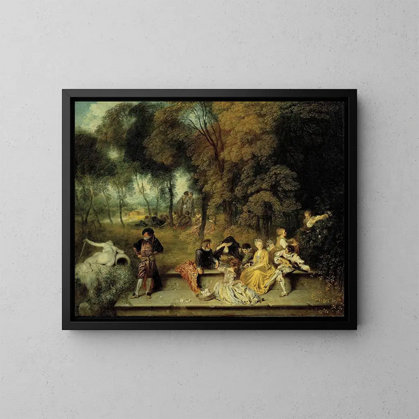 Rakkauden ilot - Jean-Antoine Watteau — kehystetty taideteos seinällä