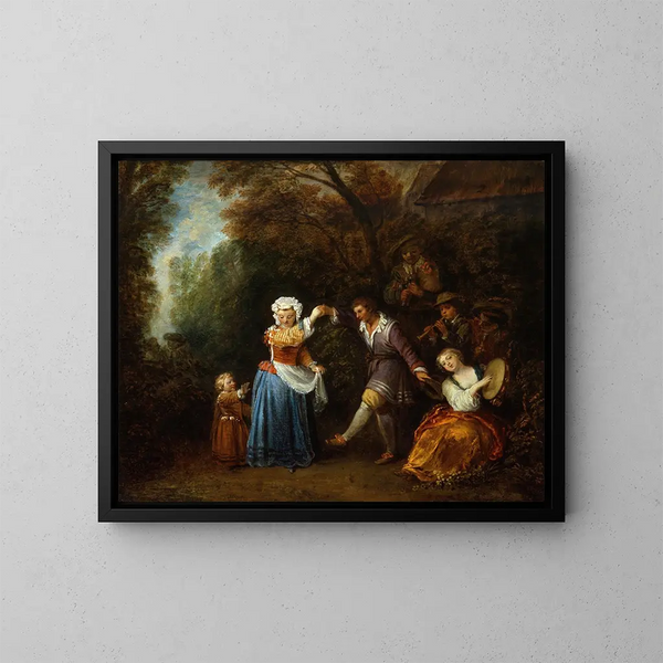 La danse de campagne - Jean-Antoine Watteau — kehystetty taideteos seinällä