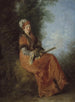 La Rêveuse - Jean-Antoine Watteau — kehystetty taideteos seinällä