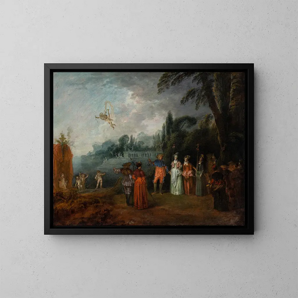 L'Embarquement pour Cythère - Jean-Antoine Watteau — kehystetty taideteos seinällä