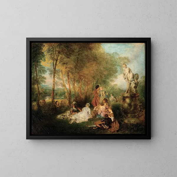 Le Festin de l'amour - Jean-Antoine Watteau — kehystetty taideteos seinällä