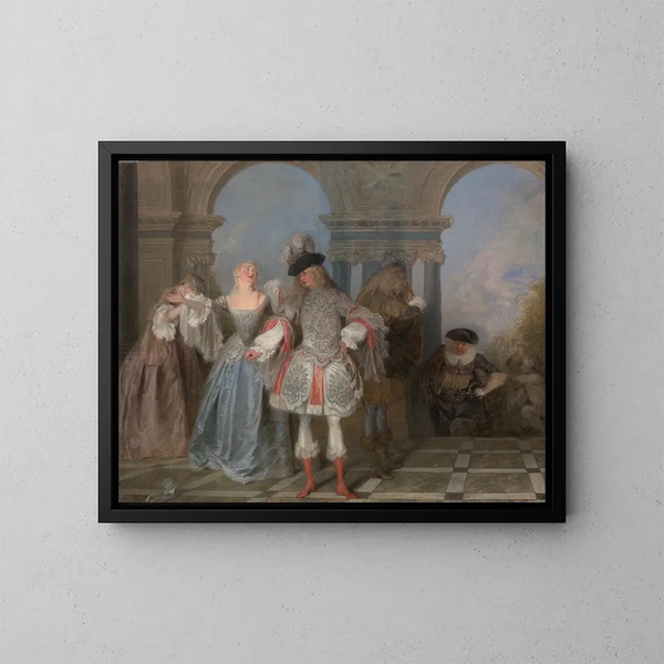 Les Comédiens français - Jean-Antoine Watteau — kehystetty taideteos seinällä