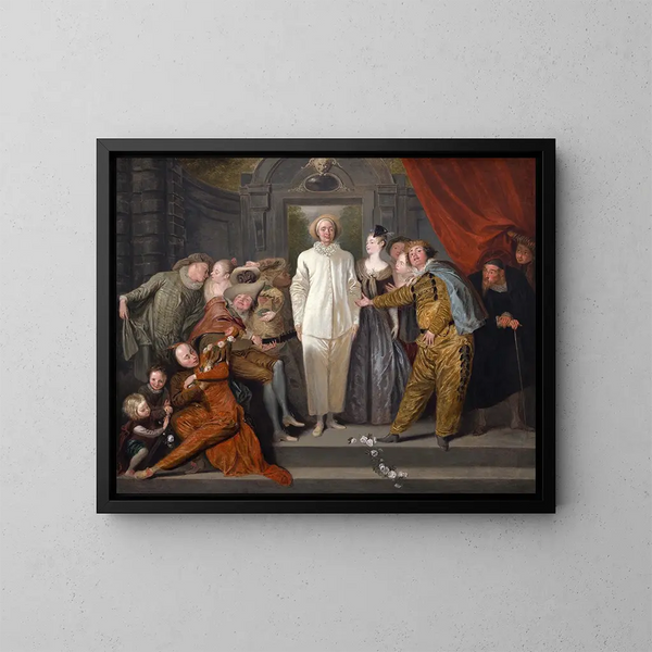 Les Comédiens italiens - Jean-Antoine Watteau — kehystetty taideteos seinällä