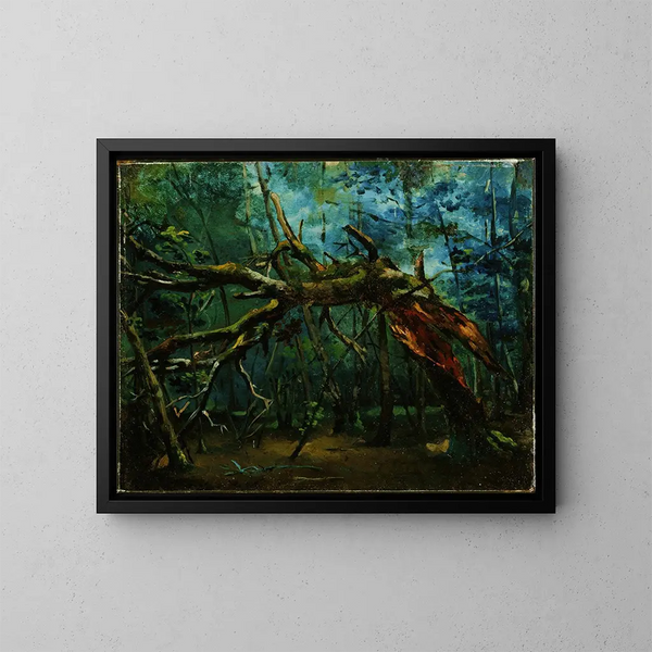 Un arbre tombé - Jean-Baptiste-Camille Corot — kehystetty taideteos seinällä