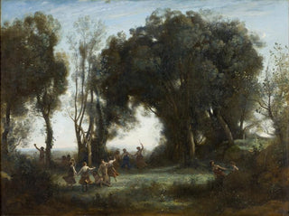 Eräänä aamuna, nymfien tanssi - Jean-Baptiste-Camille Corot — näkymä teoksesta