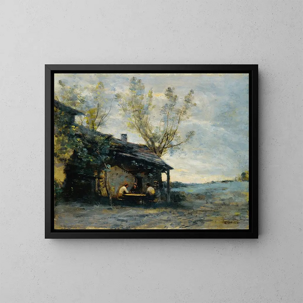 Un café à Vaugirard - Jean-Baptiste-Camille Corot — kehystetty taideteos seinällä