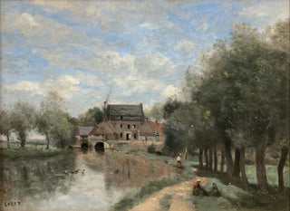 Arleux-du-Nord, le Moulin Drocourt sur la Sens - Jean-Baptiste-Camille Corot — näkymä teoksesta
